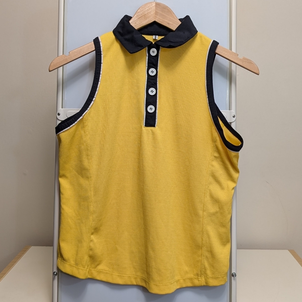 Tail Yellow and Black Sleeveless Polo Shirt